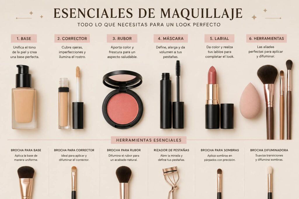 Kit de maquillaje para principiantes con productos básicos