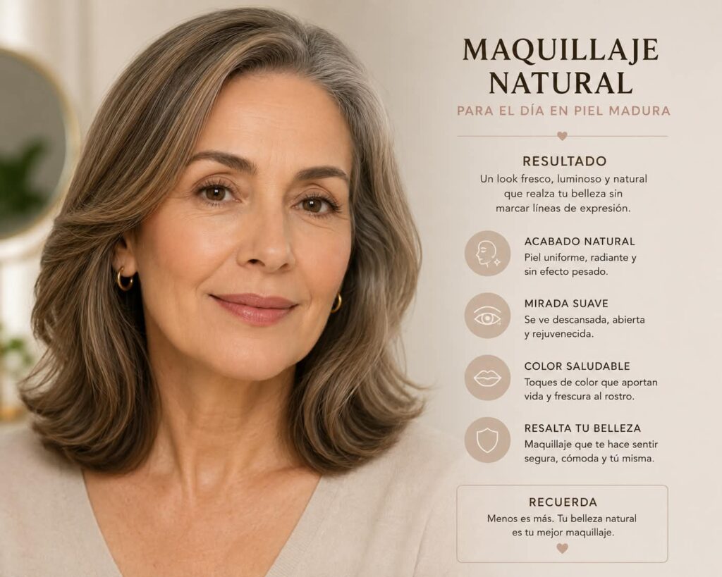 Maquillaje sencillo y bonito para el día en piel madura
