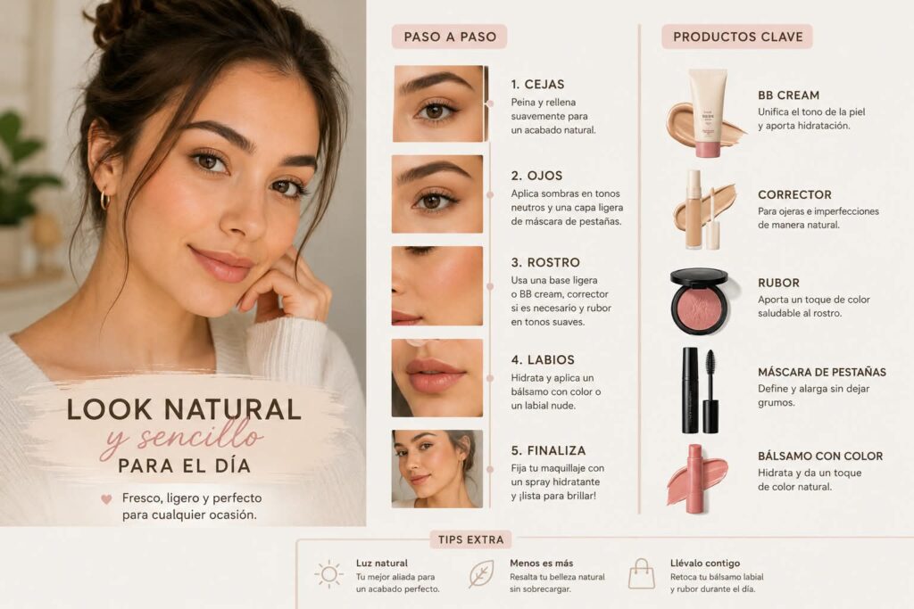 Maquillaje natural sencillo y bonito para el día